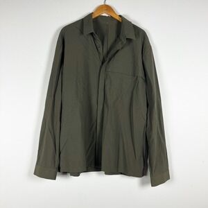 Lululemon Men's Covered Button Front Pocket Collared Long Sleeve Shirt Green XXL